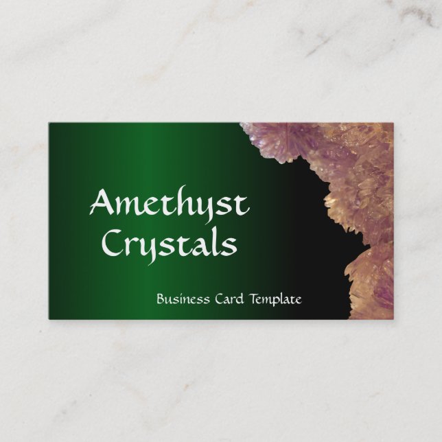 Tarjeta De Visita Cristales de Ametist de Quartz para curación (Anverso)