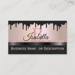 Tarjeta De Visita Cristales de color negro, Purpurina de oro Rosa