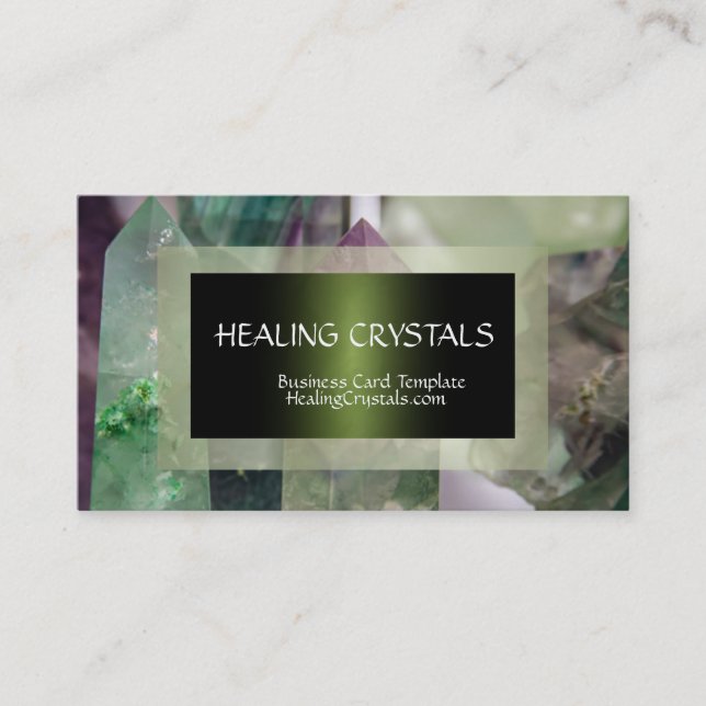 Tarjeta De Visita Cristales de curación de cristal de flúor verde (Anverso)