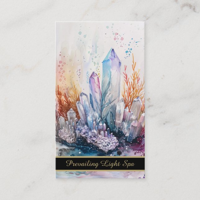 Tarjeta De Visita *~* Crístales de goteo de arcoiris AP90 Gold (Anverso)