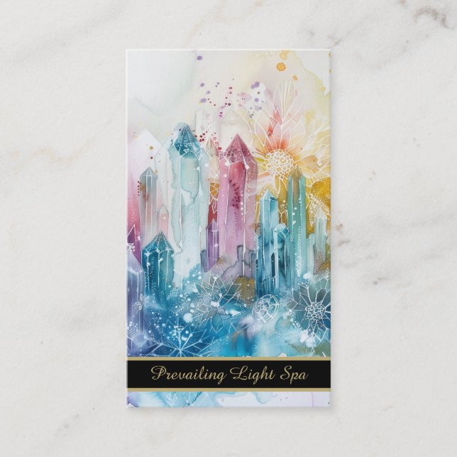 Tarjeta De Visita *~* Crístales de goteo de arcoiris QR con oro AP90 (Anverso)