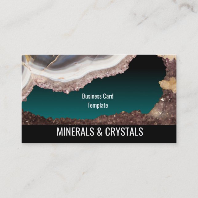 Tarjeta De Visita Cristales de la amatista de Geode de la roca de la (Anverso)