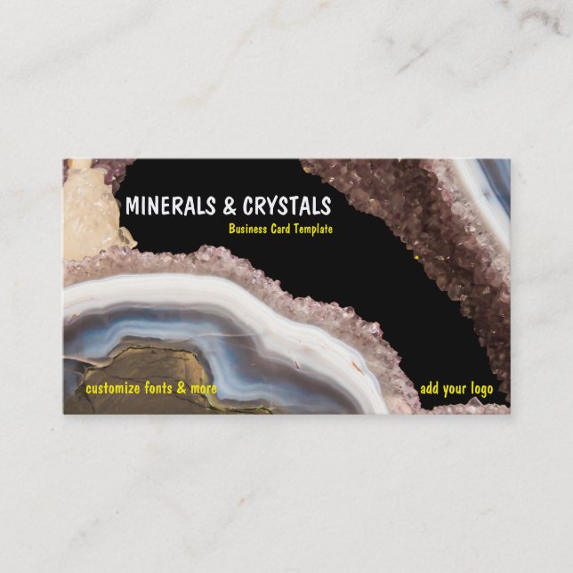 Tarjeta De Visita Cristales de la amatista de la ágata de Geode (Anverso)