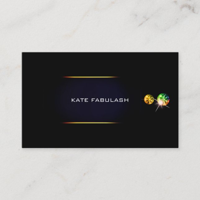 Tarjeta De Visita Cristales estilo de moda de diamante de oro negro  (Anverso)