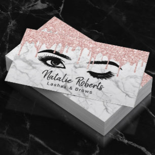 Tarjeta De Visita Cristales Eyelash Makeup Artista Rosa Oro Drin Már
