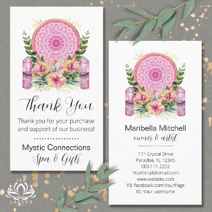 Tarjeta De Visita Cristales Mandala Rosa Yoga Reiki Spa Gracias
