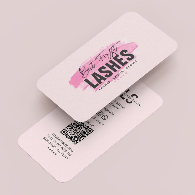 Tarjeta De Visita Cristales modernos maquillaje artista Monograma ro (Modern Lashes Makeup Artist Monogram Pink Business Card
)