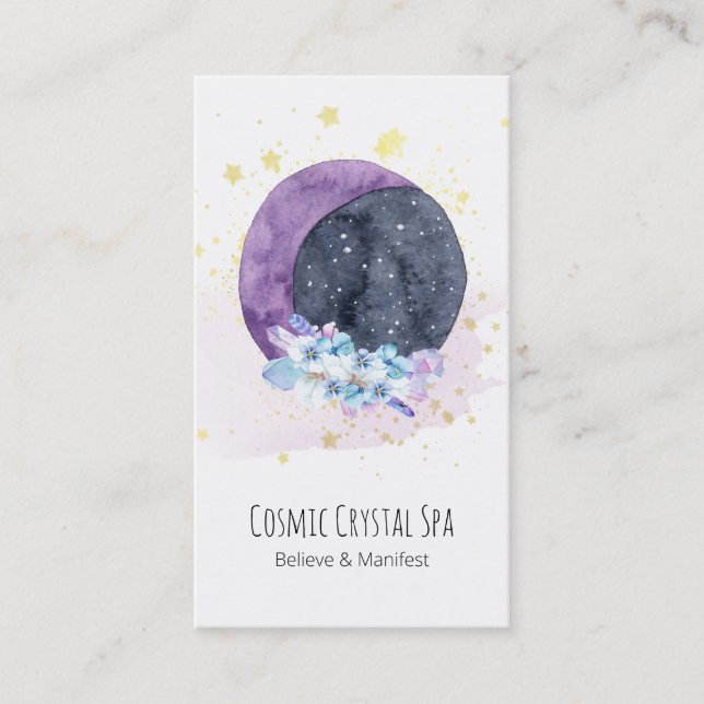Tarjeta De Visita *~* Cristales Moon Cosmos Stars Universe Sky (Anverso)