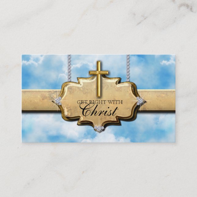 Tarjeta de visita cristiana Cross Gold Clouds Heav (Anverso)