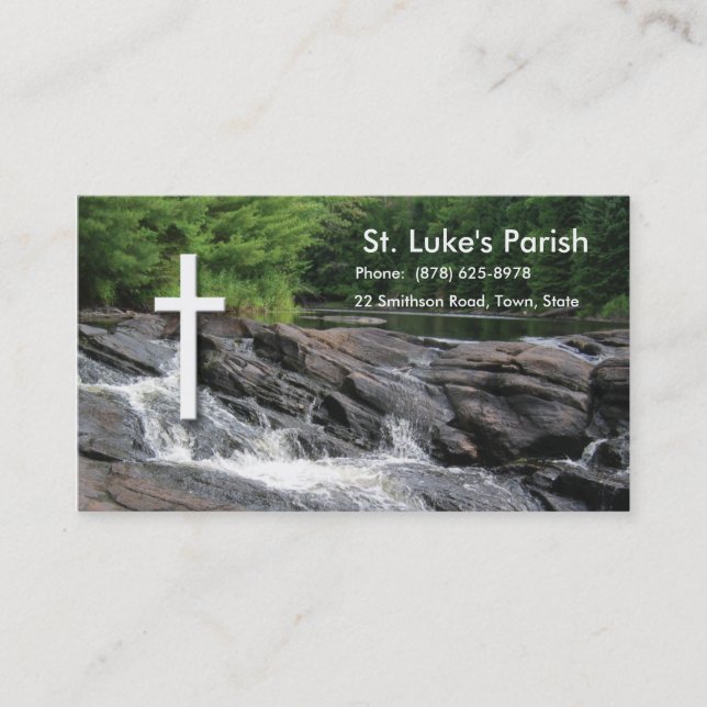 Tarjeta de visita cristiana de las cascadas (Anverso)