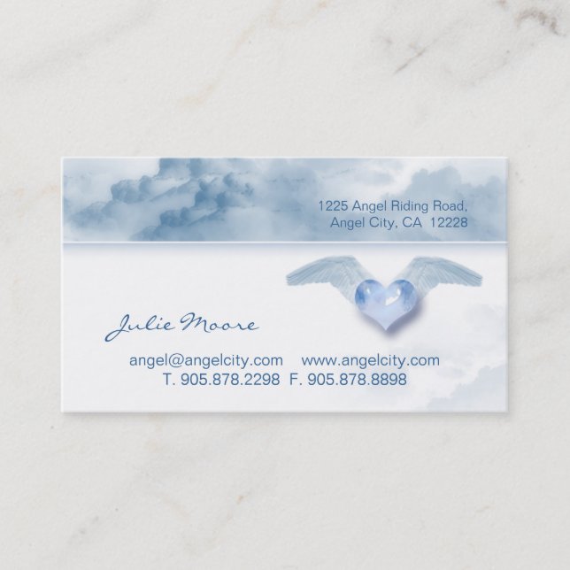 Tarjeta de visita cristiana del corazón del ángel (Anverso)