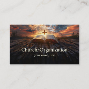 Tarjeta De Visita Cristianismo - Cruz religiosa y horizonte biblial