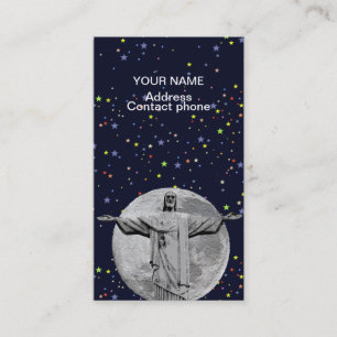 Tarjeta De Visita Cristo, luna y estrellas