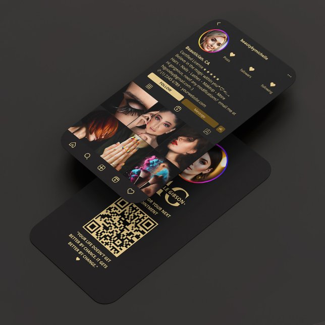 Tarjeta De Visita Critica a artista de maquillaje Nail Tech Black In (Lashes Makeup Artist Nail Tech Black Instagram Business Card
)