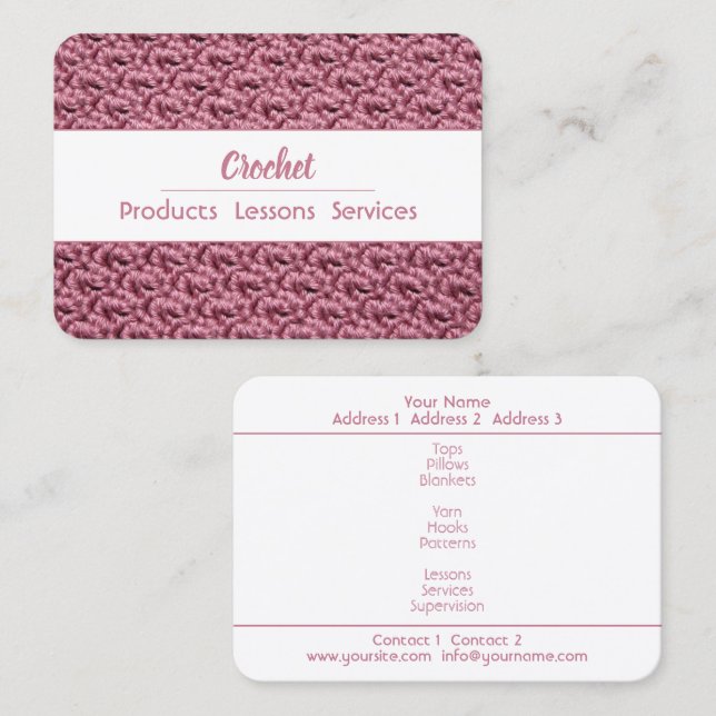 Tarjeta De Visita CROCHET - Business Card (Anverso / Reverso)