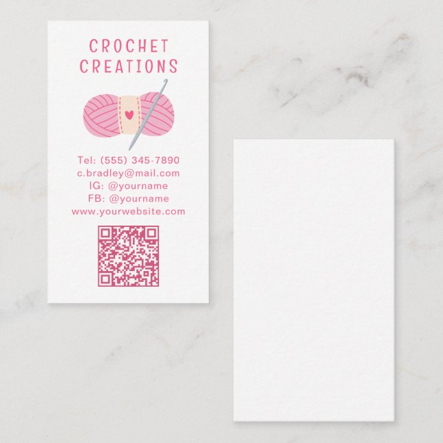 Tarjeta De Visita Crochet de código QR simple y moderno (Anverso / Reverso)