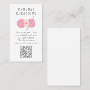Tarjeta De Visita Crochet de código QR simple y moderno
