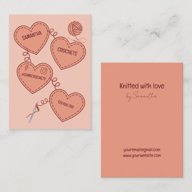 Tarjeta De Visita Crochet Profesional Knitus hecho a mano (Anverso / Reverso)