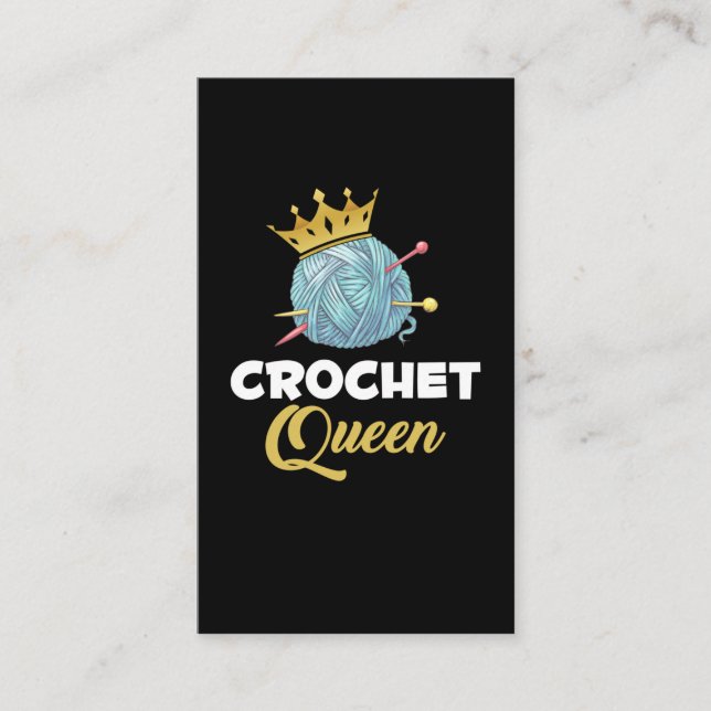 Tarjeta De Visita Crochet Queen Crafting Yarn Crocheter Humor (Anverso)