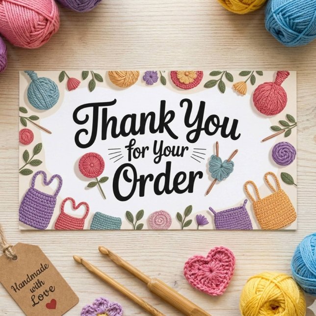 Tarjeta De Visita Crochet Small Business Thank You (Subido por el creador)