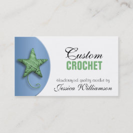 Tarjeta De Visita Crochet Star Shaped Yarn Green Blue Business Card