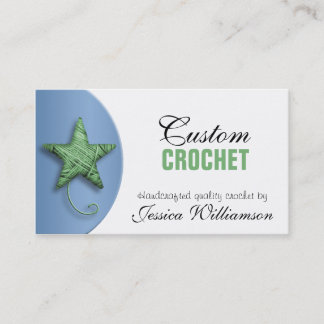Tarjeta De Visita Crochet Star Shaped Yarn Green Blue Business Card