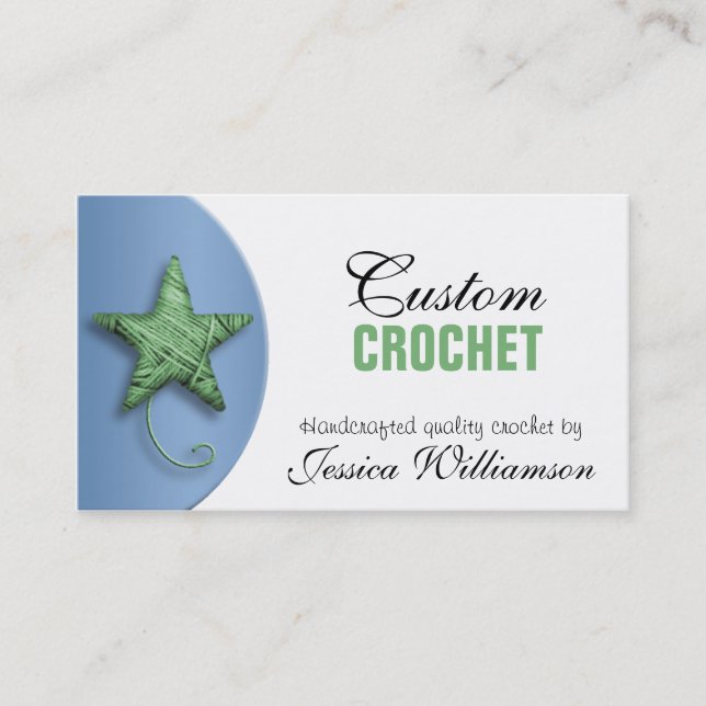 Tarjeta De Visita Crochet Star Shaped Yarn Green Blue Business Card (Anverso)