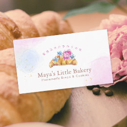 Tarjeta De Visita Croissant Floral Elegante Acuarela Panadería