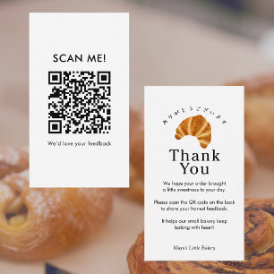 Tarjeta De Visita Croissant Rústico Código QR Deja una Reseña