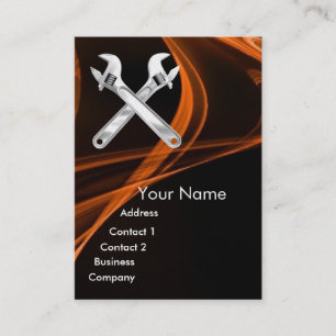 Tarjeta De Visita CROMA SKULL Y WRENCHES MECÁNICA METALIZADO perla
