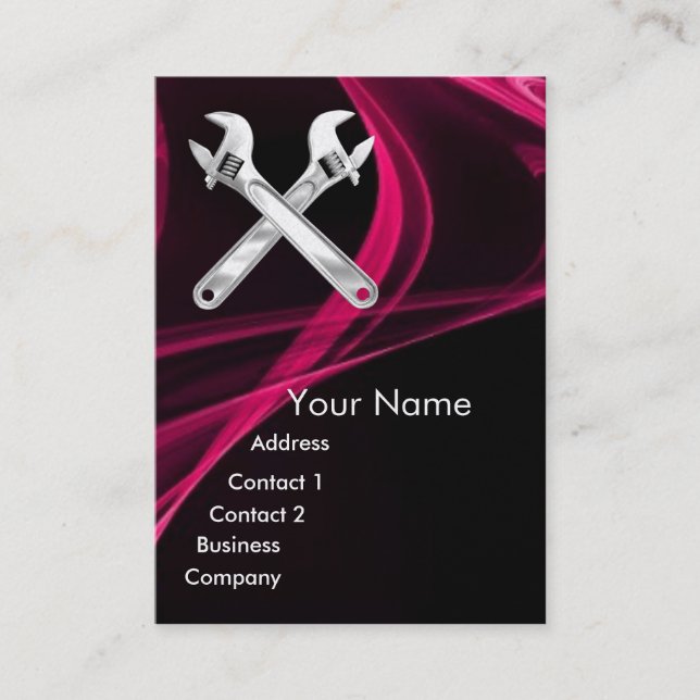 Tarjeta De Visita CROMA SKULL Y WRENCHES MECÁNICA METALIZADO perla (Anverso)