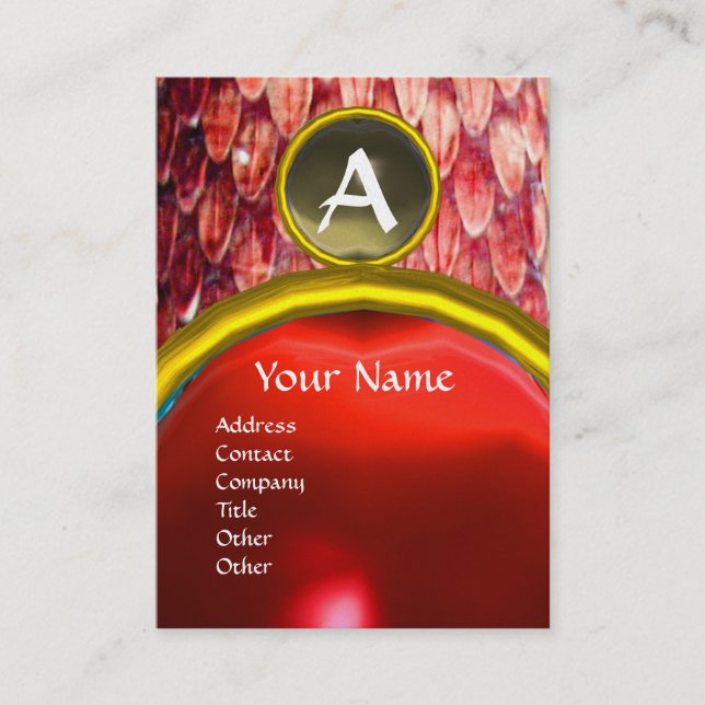 Tarjeta De Visita CROTALUS MONOGRAM RUBY AGATA,rojo gris brillante y (Anverso)