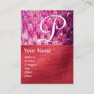 Tarjeta De Visita CROTALUS MONOGRAM , seda roja rosa negra brillante