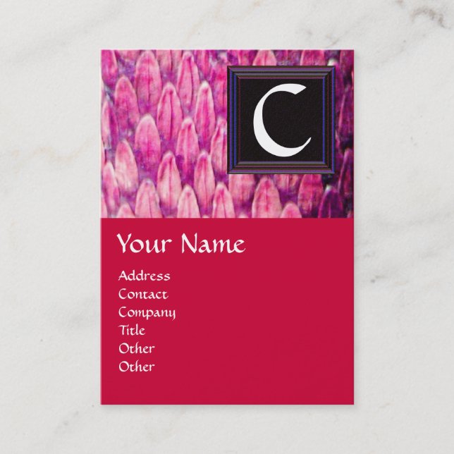 Tarjeta De Visita CROTALUS SQUARE MONOGRAM , negrita rosa negro rojo (Anverso)
