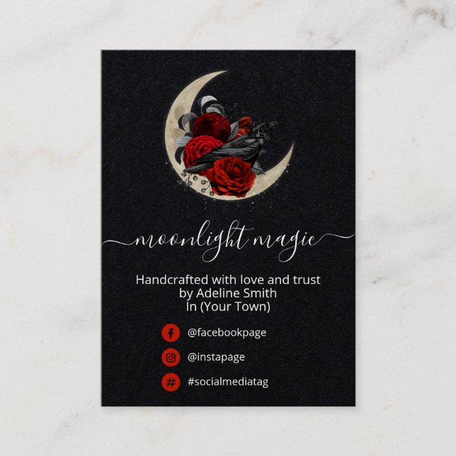 Tarjeta De Visita Crow On A Moon Black Product Range Card (Anverso)