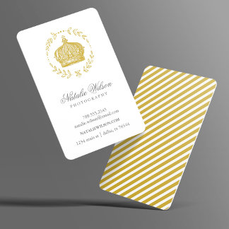 Tarjeta De Visita Crown de cosecha de vintage elegante de oro vertic