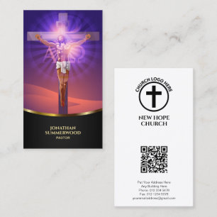 Tarjeta De Visita Crucifixión Iglesia cristiana Pastor Acento de Oro