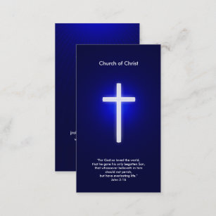 Tarjeta De Visita Cruz Blanca Cristiana   Azul oscuro