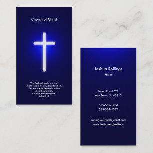 Tarjeta De Visita Cruz blanca cristiana el   azul marino