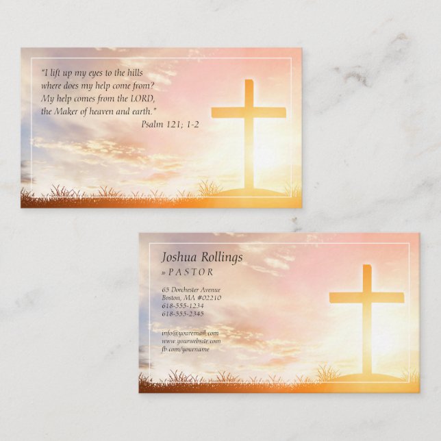Tarjeta De Visita Cruz cristiana | Salmo 121; 1-2 (Anverso / Reverso)