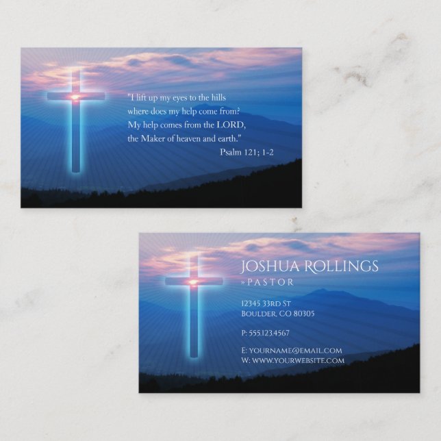 Tarjeta De Visita Cruz cristiana | Salmo 121; 1-2 (Anverso / Reverso)