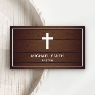 Tarjeta De Visita Cruz de Jesucristo de madera rústica Pastor