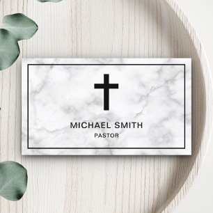 Tarjeta De Visita Cruz de Jesucristo de mármol blanco Pastor