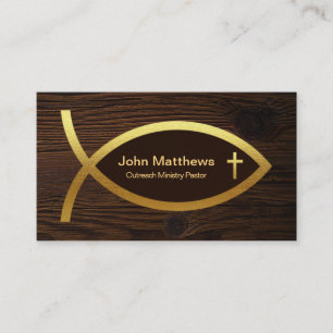 Tarjeta De Visita Cruz de Madera de Madera Creativa Gold Ministerio