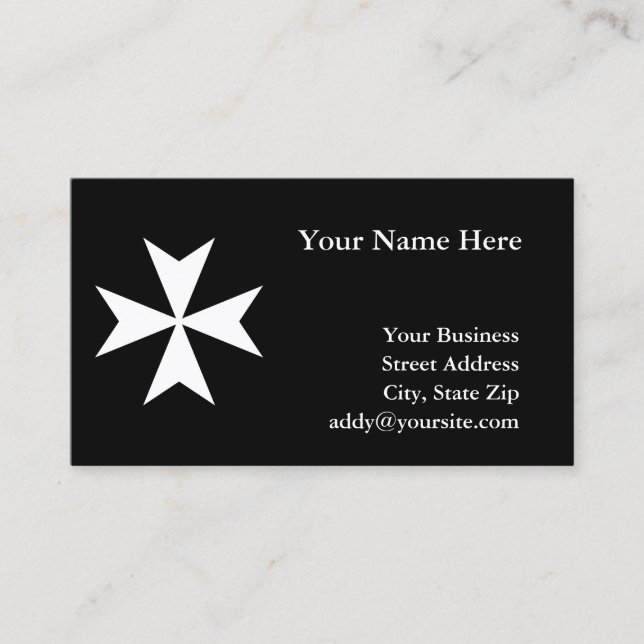 Tarjeta De Visita Cruz de Malta blanca (Anverso)