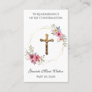 Tarjeta De Visita Cruz de recuerdo de confirmación religiosa catól