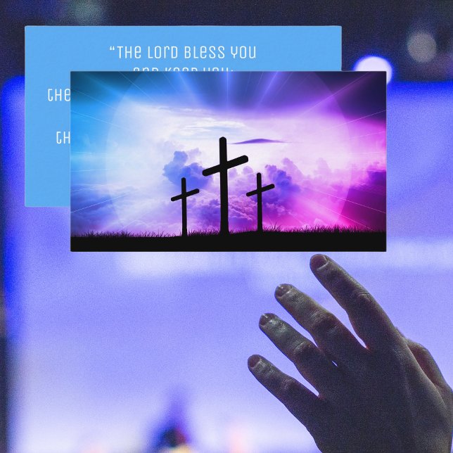 Tarjeta De Visita Cruz religiosa de la Biblia Inspiradora Cristiana (Church Inspirational Bible Card with Cross. Perfect for worshipers and congregation.
Bible Quote)
