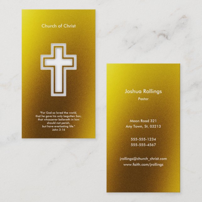 Tarjeta De Visita Cruz religiosa del 3:16 % el pipe% de Juan (Anverso / Reverso)