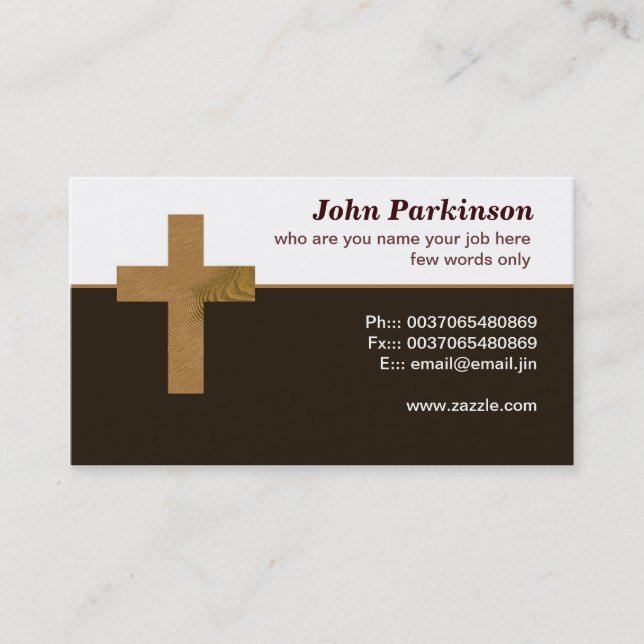 tarjeta de visita cruzada cristiana de madera (Anverso)