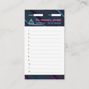 Tarjeta De Visita Crypto Wallet Password Recovery Seed Phrase 12